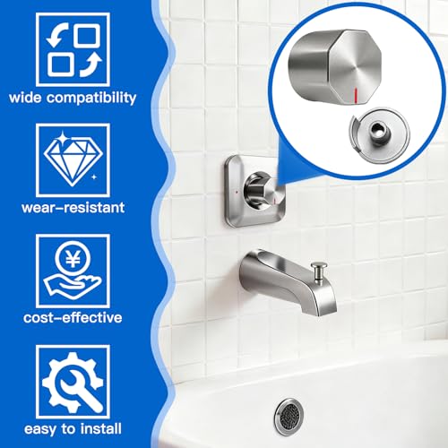 All Metal Replacement for Moen Tub/Shower Lever Handle, Compatible with Moen Shower Handle and for Cartridge,Single Handle Faucets for Adjust Water Volume and Temperature,Knob Brushed Nickel - color: Knob Brushed Nickel
