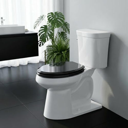 Pro Elite Wood Toilet Seat Elongated, Black, Magnetic Quick-Release | Heavy-Duty, Easy-Clean and Change, HushMotion Soft Close, StainShield High-Gloss Finish, Arch-Tite Secure Fit - color: Black, size: Elongated