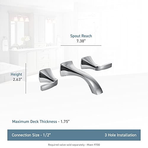 Moen T6906NL Voss Two-Handle Wall Mount Bathroom Faucet Trim, Valve Required, Polished Nickel - color: Polished Nickel