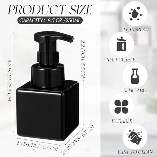 Foaming Soap Dispenser 8.5 oz Foam Pump Bottle Bulk Empty Travel Foaming Dispenser Refillable Hand Soap Plastic Pump Bottle Travel Clear Container for Bathroom Vanities(24 Pcs,Whole Black) - color: Whole Black