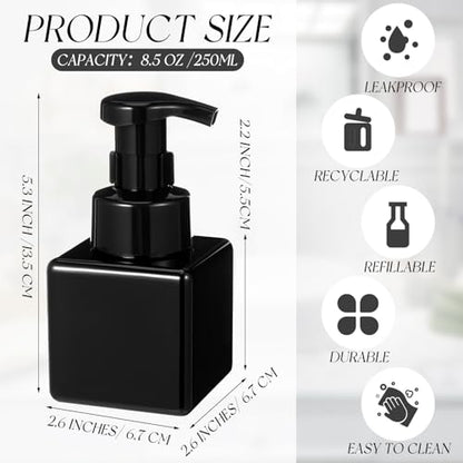 Foaming Soap Dispenser 8.5 oz Foam Pump Bottle Bulk Empty Travel Foaming Dispenser Refillable Hand Soap Plastic Pump Bottle Travel Clear Container for Bathroom Vanities(24 Pcs,Whole Black) - color: Whole Black