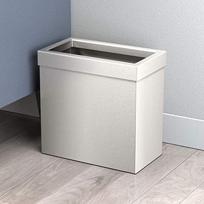 Gatco Modern Rectangle Wastebasket, Satin Nickel - Stainless Steel Trash Can with Removable Lid, Leakproof, 3 Gallon Capacity for Bathroom, Bedroom, Kitchen, or Office - color: Satin Nickel