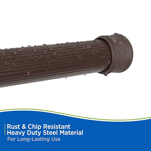Kenney KN609L/15 Twist & Fit No Tools Spring Tension Standard Shower Curtain Rod with Non-Slip, Non-Scratch Ends, 42-72" Adjustable Length, Easy Install, Brown, 1" Diameter Rust Resistant Steel Tube - color: Chocolate