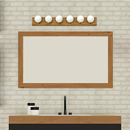 Design House Bathroom Vanity Light Fixtures Over Mirror, 6-Light Vanity Lights for Bathroom, Dimmable Wall Mount Lighting, Horizontal or Vertical Installation, Honey Oak, 36-Inch, 500223 | Dimmable, Wall Mount, Contemporary/Modern, Wood, Lighting, 500223