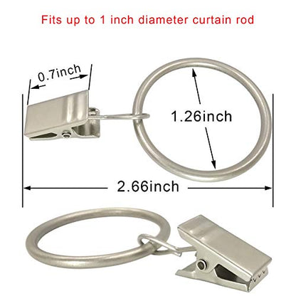 90 Pack Curtain Rings with Clips, Drapery Clips with Rings, Drapes Rings 1.26 in Interior Diameter, Fits up to 1 in Curtain Rod, Matte Silver - color: Matte Silver, size: 1.26" I D 90 Pack