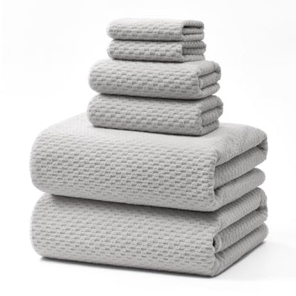 ecolook Microfiber Towel Set of 6, Gray | Ultra-Soft & Oversized, Absorbent & Quick-Drying | 2 Bath Sheets, 2 Hand Towels & 2 Washcloths - color: Gray