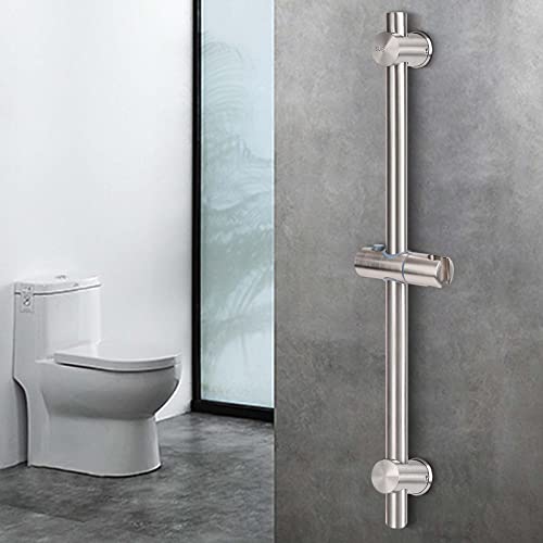 NearMoon Slide Bar with Height/Angle Adjustable Handheld Shower Holder, Bathroom SUS 304 Stainless Steel Head Holder for Bath (Screw Mounted, Brushed Nickel) - color: Brushed Nickel, style: Screw Mounted