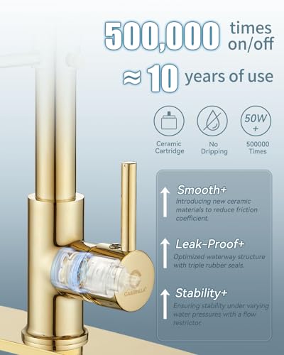 Gold Kitchen Faucet with Soap Dispenser, Pull Down Kitchen Faucet with Sprayer, Single Handle Kitchen Sink Faucet with Dual Function Spray Head, Camper Laundry RV Faucet,PVD - color: D-PVD Gold, style: Contemporary