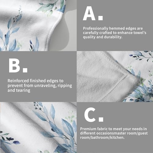 Blue Eucalyptus Hand Towels Set of 2 Sage Leaves Soft Absorbent Small Bath Towel Kitchen Dish Guest Towel for Bathroom Hotel Gym Spa - color: Blue Eucalyptus Leaf