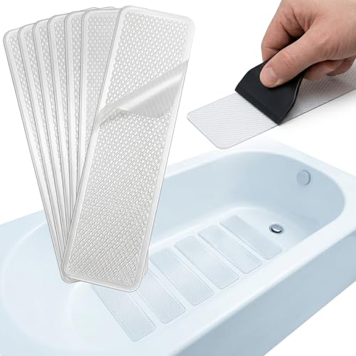24-Piece Non-Slip Shower Floor Stickers, Extra-Large (XXL) Safety Anti-Slip Decals for Bathtubs, Shower Floors, and Stairs - Scraper Included - color: Rectangle
