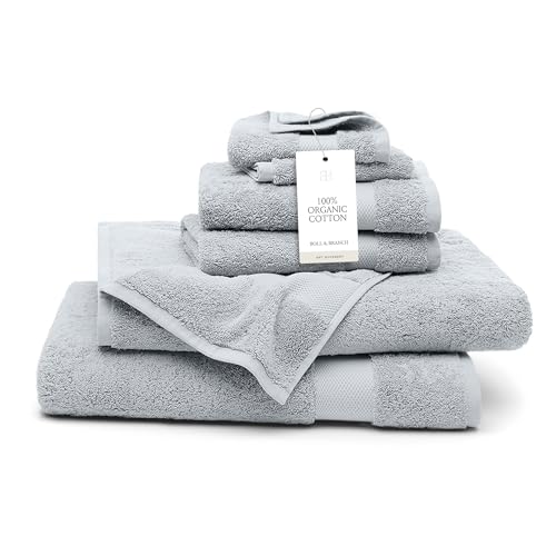 BOLL & BRANCH Plush Bath Sheet Set, 6 Pieces, Shore | 2 Oversized Bath Sheets, 2 Hand Towels & 2 Washcloths - 100% Organic Cotton - Ultra Soft & Luxurious - Quick Absorbing - color: Shore, size: Bath Sheet Set