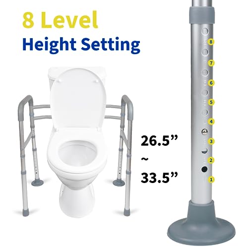 Toilet Safety Rails, Adjustable Toilet Rails for Elderly Adults Senior Disabled Handicap, Toilet Assistance Handles Safety Frames, Fit for Most Toilet, Foldable & Portable