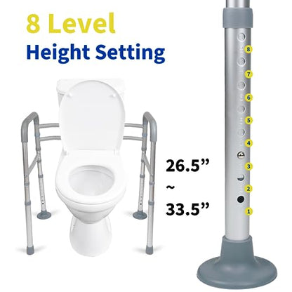 Toilet Safety Rails, Adjustable Toilet Rails for Elderly Adults Senior Disabled Handicap, Toilet Assistance Handles Safety Frames, Fit for Most Toilet, Foldable & Portable