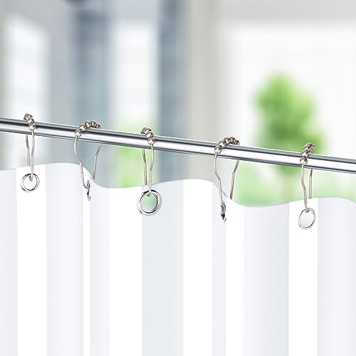Titanker Shower Curtain Hooks Rings, Rust-Resistant Metal Shower Curtain Hooks for Bathroom Shower Rods Shower Hooks Shower Rings for Curtain - Set of 12, Matte Nickel - color: Matte Nickel