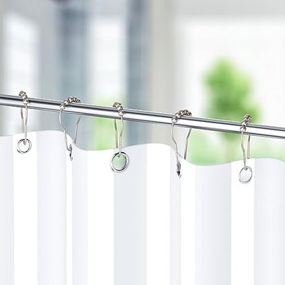 Titanker Shower Curtain Hooks Rings, Rust-Resistant Metal Shower Curtain Hooks for Bathroom Shower Rods Shower Hooks Shower Rings for Curtain - Set of 12, Matte Nickel - color: Matte Nickel