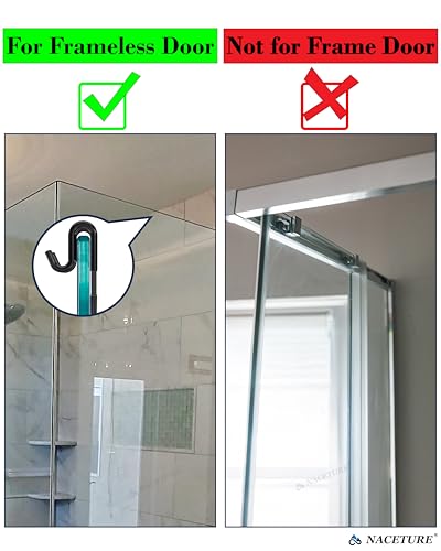 Frameless Shower Door Hooks, 2 Pack Bathroom Towel Hooks(Black) | For hanging towels, robes, squeegees and bath accessories on frameless shower doors. - style: Black 2 Pack