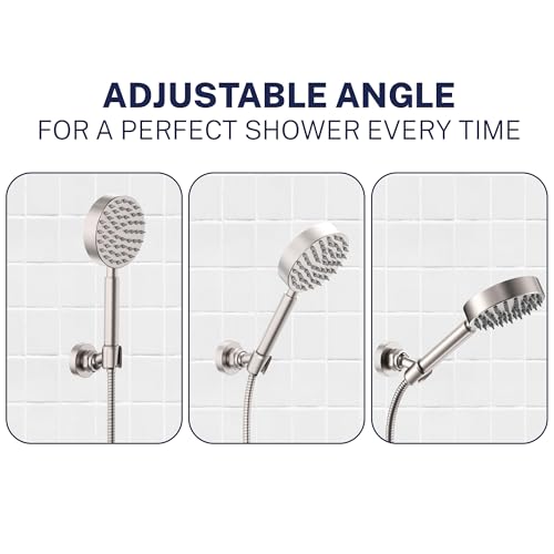HammerHead Showers Solid Metal Handheld Showerhead Holder Wall Mount, Adjustable Screw-Mounted Pivot Ball, Shower Hose Holder, Fits Most Handheld Showerheads, Brushed Nickel - style: Brushed Nickel