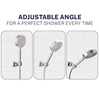 HammerHead Showers Solid Metal Handheld Showerhead Holder Wall Mount, Adjustable Screw-Mounted Pivot Ball, Shower Hose Holder, Fits Most Handheld Showerheads, Brushed Nickel - style: Brushed Nickel