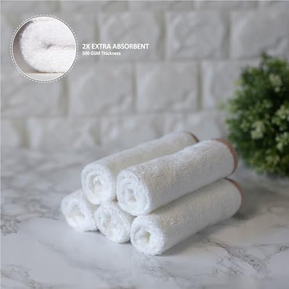 Soft Baby Washcloths Set - Absorbent Natural Baby Wash Cloth for Delicate Skin - 12"x12" Large Baby Bath Washcloths - Newborn Bath Face Towel (White) - color: White