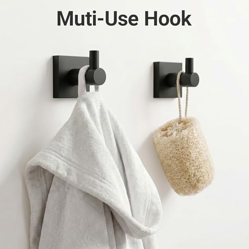 24-Inch Wall Mounted Towel Racks for Bathroom – Space Saver 4-Piece Durable Stainless Steel Bathroom Hardware Set with Towel Bar, Towel Ring, Toilet Paper Holder & Hook, Matte Black - color: Black