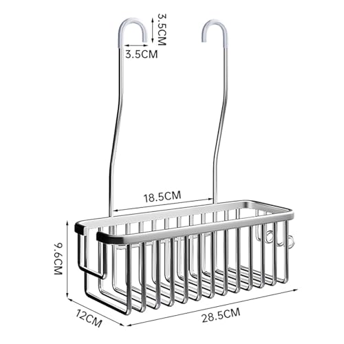Shower Caddy Hanging, Hanging Shelf over Shower Door Caddy Rack Bathroom Storage Rack Shampoo Bracket Hung on the Bar