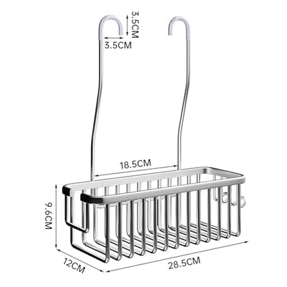 Shower Caddy Hanging, Hanging Shelf over Shower Door Caddy Rack Bathroom Storage Rack Shampoo Bracket Hung on the Bar