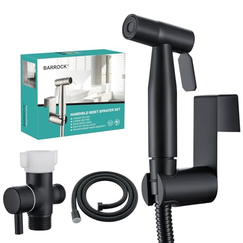 BARROCK Handheld Bidet Sprayer for Toilet, Stainless Steel Metal Made Baby Cloth Diaper Spraying Kit, Bathroom Toilet Bidet Attachment Set for Bathing Pets and Feminine Hygiene, Matte Black - color: Matte Black