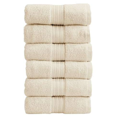 Great Bay Home Hand Towels - 100% Cotton 6 Pack 26x16 Hand Towel Set - Lightweight, Absorbent, Quick-Dry Towels for Bathroom (Buttermilk) - color: Solid - Buttermilk, size: Hand Towel (Pack of 6)