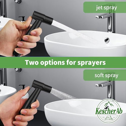 Handheld Toilet Bidet Sprayer for Toilet | Adjustable Water Pressure Control with Complete Bidet Spray Hoses Kit for Feminine Wash, Cloth Diaper Sprayer for Baby Wash - color: Black