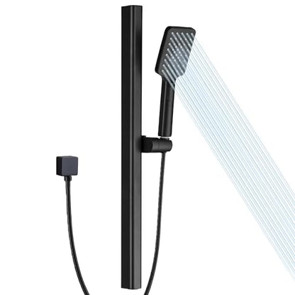 Matte Black Hand Shower with Slide Bar, 3-Function High Pressure Handheld Shower Head with Slide Bar, Stainless Steel Adjustable Height 25" Long Slide Bar Combo Shower Faucet, Wall Mount