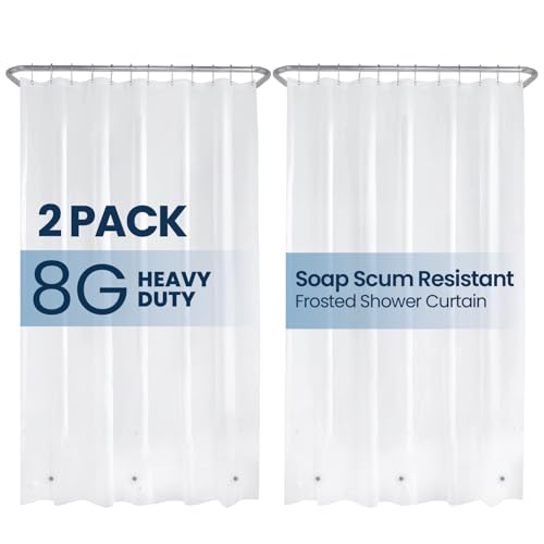 LiBa Shower Curtain PEVA 8G, 72x72 Inch Frosted 2-Pack | Non-Toxic shower liner, waterproof plastic shower curtain, rust-proof grommets, weighted magnets, bathroom accessories - color: 8g Peva - Frosted, size: 72"W x 72"L (Pack of 2)