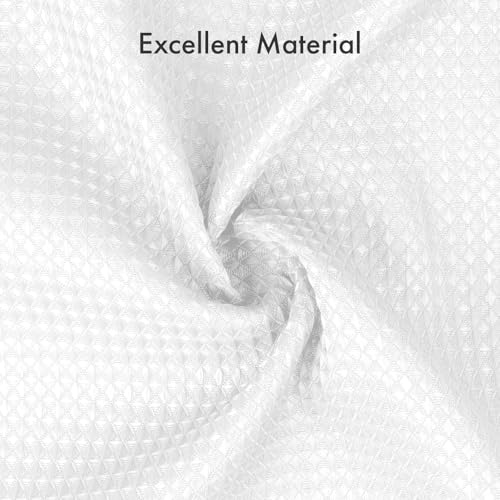 AmazerBath Stall Shower Curtain 54x72 Inches, White Shower Curtain Waffle Textured, Small Shower Curtain 54 Inches Wide, Fabric Bathroom Curtains Heavy Duty 240GSM, 9 Rustproof Metal Grommets - color: White, size: 54"W x 72"L (Pack of 1)