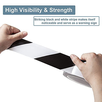4Rolls Black White Hazard Warning Stripe Tape 2''x36yds Floor Safety Mark - color: Black-white