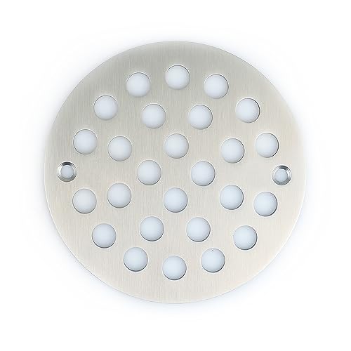 4 Inch Screw-in Round Shower Drain Cover Replacement Floor Drainer with Screws (Brushed Nickel) - color: Brushed Nickel