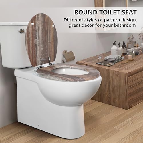 Angol Shiold Toilet Seat ROUND Molded Wood 16.5Inch(Board) | Quietly Close and Quick Release Metal Hinges, Easy to Install also Easy to Clean - color: Board, size: Round-16.5“
