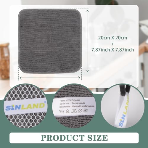 Dish Cloth for Washing Dishes Kitchen Washcloth Cleaning Cloth | 7.87x7.87inch 10pack Kitchen Towels Rags, Microfiber Cleaning Cloths, Wash Cloths with Poly Scour Side, Wholesale, Grey - color: Grey, size: 7.87inchx7.87inch 10pack