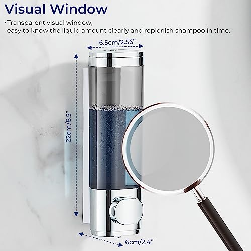 Pollock Pollock Shampoo and Conditioner Dispenser Wall Mounted | Shower Soap Dispenser 2 Chamber No Drill, Shampoo Dispenser for Shower, Body Wash Dispenser for Bathroom, Large Capacity - color: Silver Dg1 Chamber