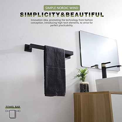 KOKOSIRI 16-Inch Single Towel Bar, Bathroom Kitchen Towel Holder, Wall Mounted SUS304 Stainless Steel Towel Rack, Matte Black, B4003BK-L16 - color: Matte Black, size: 16-Inch