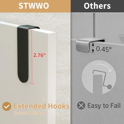 STWWO Over The Door Towel Rack, Kitchen Towel Holder Stainless Steel | Towel Bar for Over Cabinet Cupboard Door Kitchen Hanger, 2 Pack (Black)