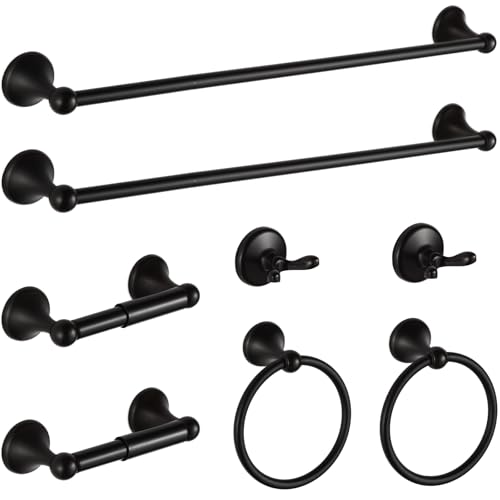 BGL Bathroom Hardware Set Oil-Rubbed Bronze Bath Towel Bars Adjustable Expandable Bathroom Accessory Set Towel Racks 8-Pieces Wall Mount - color: 8 Pcs Orb