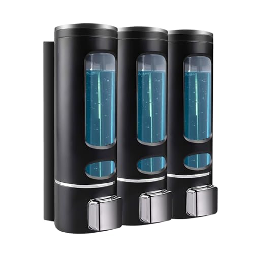 Shampoo and Conditioner Dispenser - 1200ML Wall-Mounted Shower Shampoo Dispenser 3 Chamber No Drill Body Wash Soap Dispenser for Shower, Bathroom, Hotel - size: 1200ML