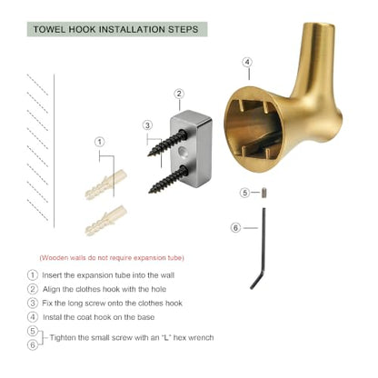 AVICCI 5 Pack Towel Hooks Champagne Bronze Coat Hooks, Zinc Alloy Heavy Duty Bathroom Hooks Wall Mounted for Robes & Towels Hand Towel Hook Holder Kitchen, Bathroom Accessories - color: Champagne Bronze