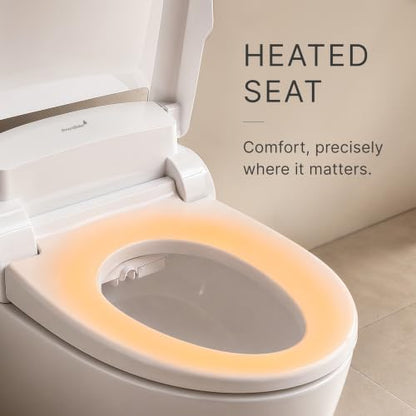 SmartBidet® SB-2000 Smart Bidet Electric Bidet Toilet Seat with Heated Seat, Warm Water, Air Dryer – Side Control Panel, Round - size: Round