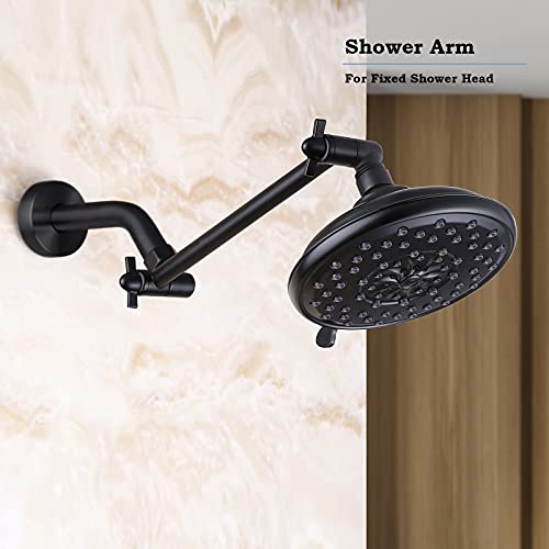 10 Inch Matte Black Shower Arm, Easy to Install, Durable Solid Brass Black Shower Head Extension Arm with Lock Joints - color: Matte Black, size: 10 Inch