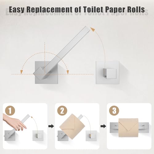 TQKAG Brushed Nickel Bathroom Hardware Accessories Set 5 Pieces, Double Post Pivoting Toilet Paper Holder Set Stainless Steel Square Bathroom Towel Bar Holder Set Wall Mounted - color: Brushed Nickel, size: 5-Pieces Set