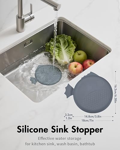 Kitchen Sink Drain Strainer Stopper,Patented Reversible Chain Mesh Basket | Kitchen Sink Accessories,Easy Clean,Fast Drainage,Rust-Proof,Odor-Blocking Seal,4.4" Large Capacity Food Catcher,Anti-Clog - color: Dark Gray Silver