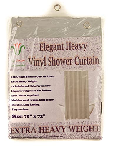 Elegant Heavy Duty Vinyl Shower Curtain Liner with 12 Metal Grommets Silver - color: Silver