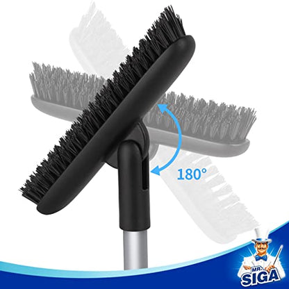 MR.SIGA Heavy Duty Grout Scrub Brush with Long Handle | Shower Floor Scrubber for Cleaning, Tile Scrub Brush with Stiff Bristles