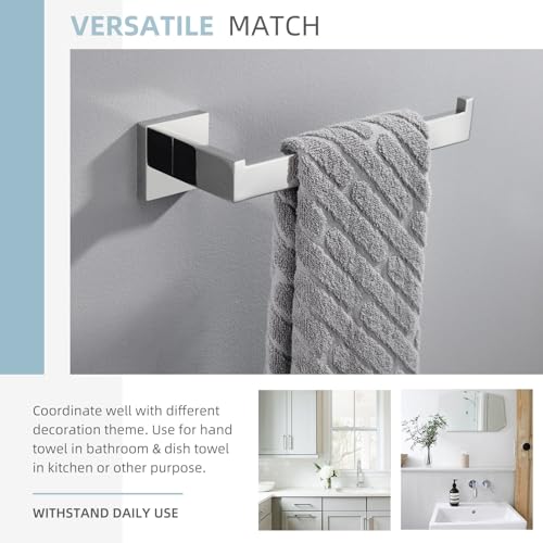 Angle Simple Towel Holder for Bathroom, Hand Towel Bar, Polished Chrome | Rustproof SUS304 Stainless Steel, Open Arm Hanger with Clean Modern Style, Ideal for Kitchen Shower Vanity Sink, Screw Mount - color: Polished Chrome