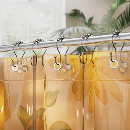 AmazerBath Shower Curtain Hooks, Shower Curtain Rings, Metal Bronze Shower Curtain Hooks Rust Proof, Smooth Glide Double Shower Hooks for Shower Curtain, Shower Rod Hooks 12Pcs - color: Bronze, style: Double Shower Hooks
